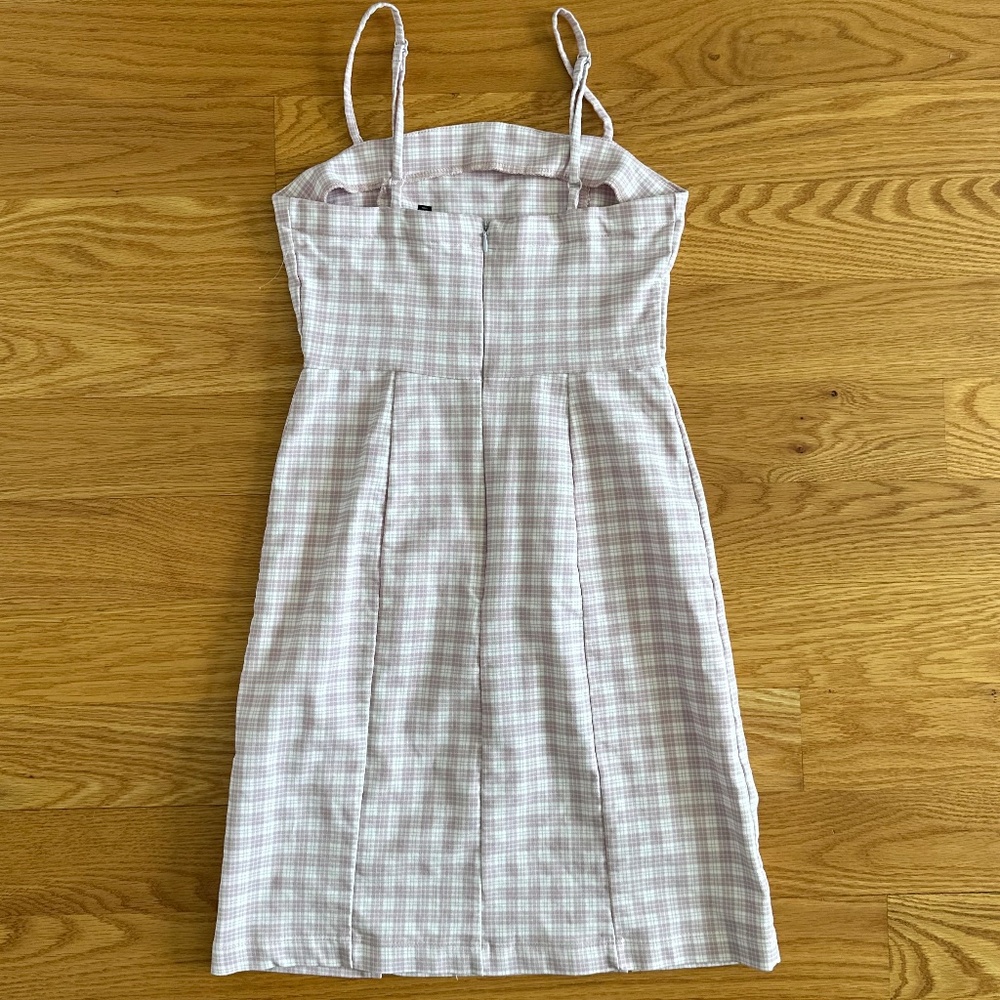 Dry Goods Originality NWOT Strappy Pink & Creme Plaid Dress (S) - Picture 2 of 10